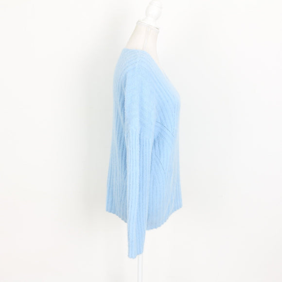 Blue Soft Ribbed V-Neck Jersey - Size M