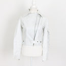 Exe'x White Genuine Leather Biker Jacket - Size XS-1