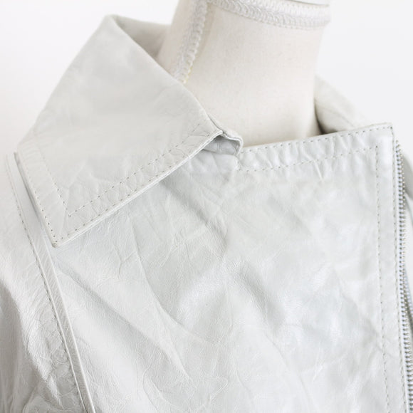 Exe'x White Genuine Leather Biker Jacket - Size XS