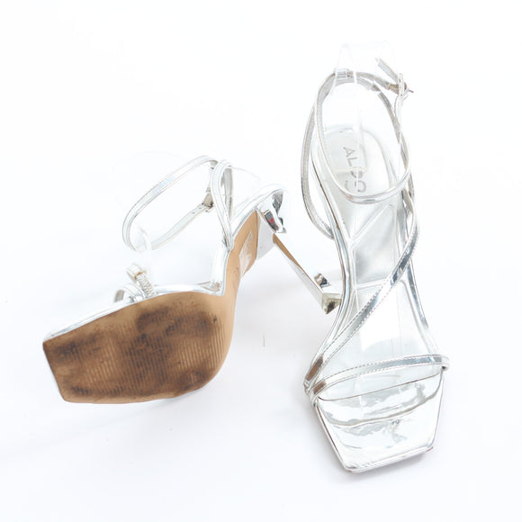 Aldo Silver Strappy Heels - Size 7
