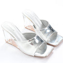 Superbalist Silver Slip-On Wedge Heels - Size 7-3