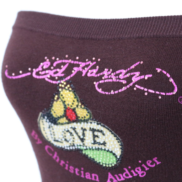 Ed Hardy Brown Knit Bandeau Top - Size XS