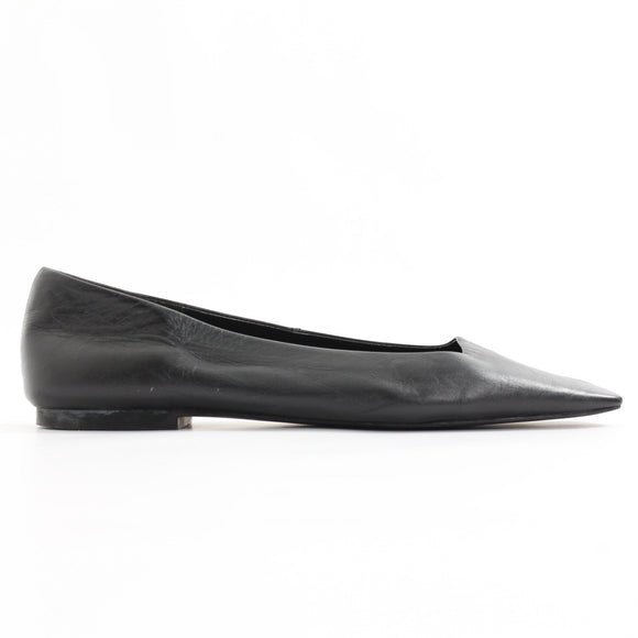 MNG Black Genuine Leather Square-Toe Pumps - Size 40