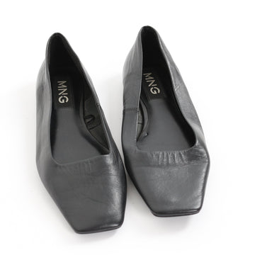 MNG Black Genuine Leather Square-Toe Pumps - Size 40 - 0