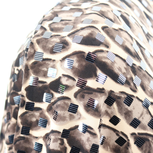 Ciclo Animal Print One-Shoulder Dress with Sparkle Detail - Size 34 (Small Fit)