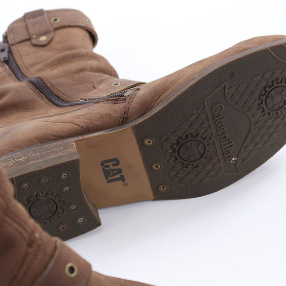 CAT Brown Genuine Leather Ankle Boots - Size 38