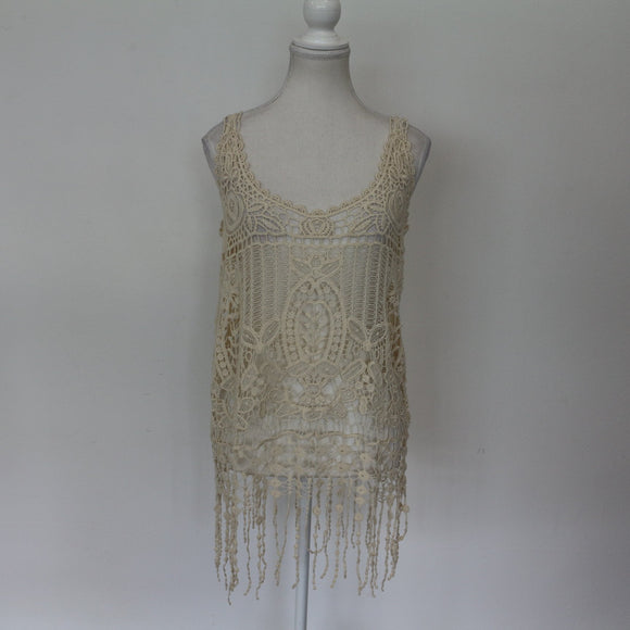 Outback Red Cream Crochet Blouse - Size M