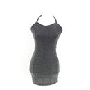 Black and Silver Halter-Neck Mini Dress - Size 1-1