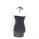 Black and Silver Halter-Neck Mini Dress - Size 1-3